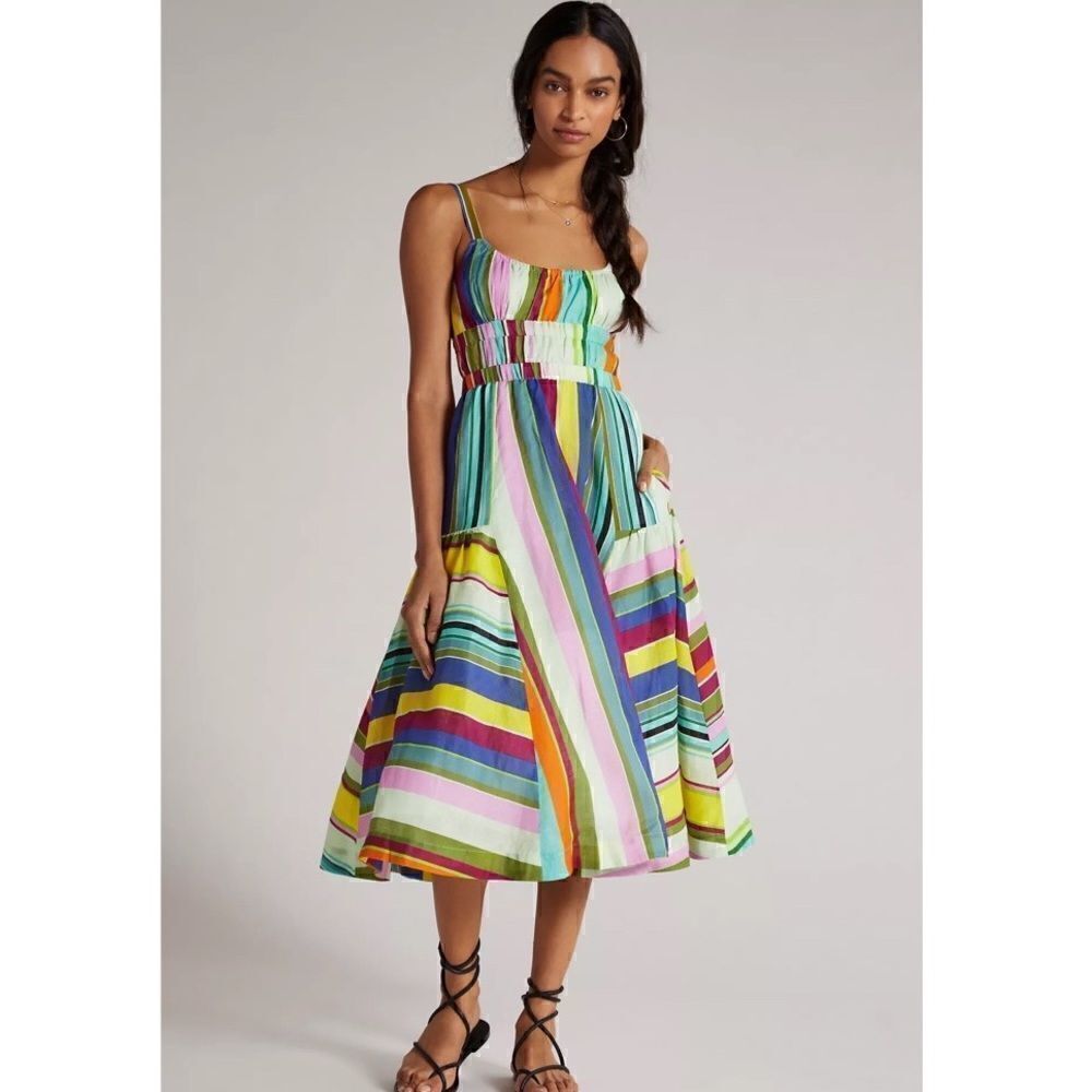 Anthropologie Hope For Flowers Striped Midi Dress